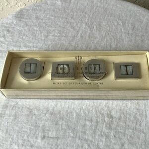 Pottery Barn: Mother of Pearl Placecard holders- set of 4- Silver tone